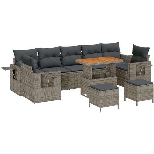  10 komadni vrtni sofa set s jastučićima  sivi poli ratan  akacija  3 komadni vrtni stolni set s jastučićima  sivi poli ratan  ak Cijene