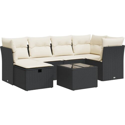 vidaXL 7-dijelni set vrtnih sofa od poliratana s jastucima crni Cijene