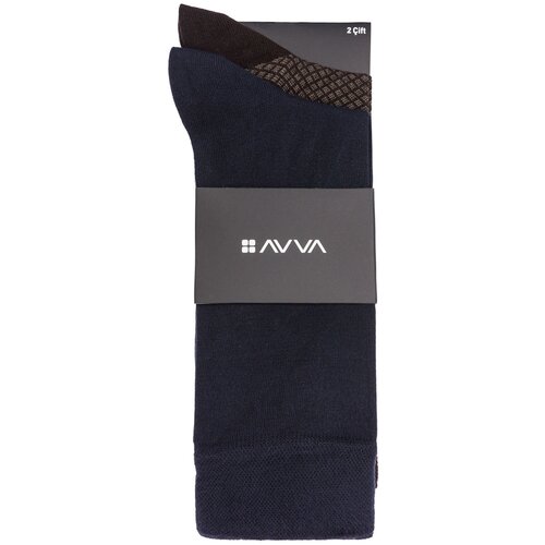 Avva men's brown patterned 2-Piece socks Slike