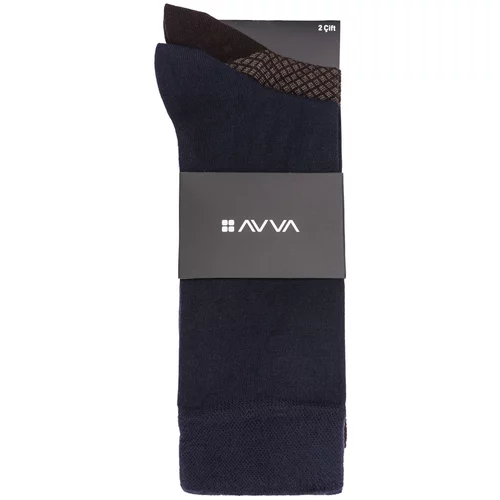 Avva Men's Brown Patterned 2-Piece Socks