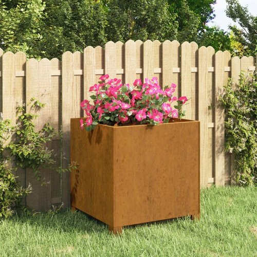 vidaXL Cvetlično korito z nogami zarjavelo 42x40x43 cm corten jeklo Cene