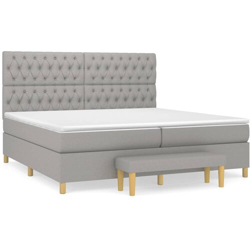 Maison Chic Box spring postelja - Vzmetna postelja z vzmetnico svetlo siva 200x200 cm blago SL13353, (21901434) Cene