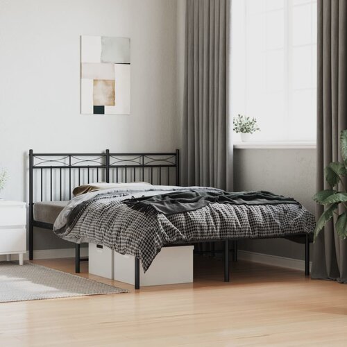 VidaXL Metalni okvir za krevet s uzglavljem crni 140x200 cm Slike