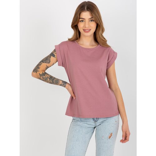 Fashion Hunters Women&amp;#039;s basic T-shirt with round neckline - pink Slike