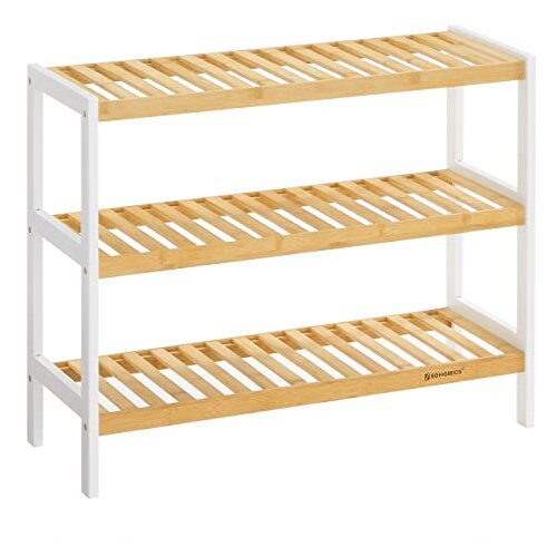 Songmics 3-nadstropno stojalo za čevlje iz bambusa, organizator stojala, polica za shranjevanje, 70 x 26 x 55 cm (&amp;scaron; x g x v), popolno za hodnik, kopalnico, dnevno sobo, spalnico in hodnik LBS03H, (21313507) Slike