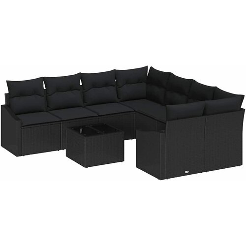  Set sofe 9 kom. Crna poliratan 233,5 x 234 x 85 cm Slike