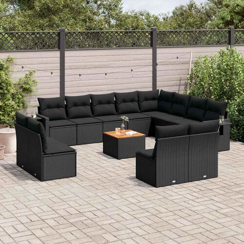  13-dijelni set vrtnih sofa s jastucima poliratan crni Cijene