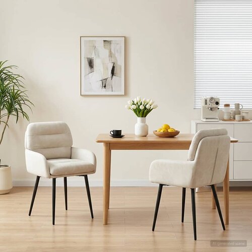 vidaXL Trpezarijske stolice 2 pcs Baršun Krem 59 x 59,5 x 90 cm Cene