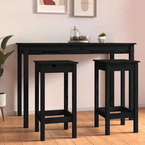  Barske stolice 2 kom crne 40 x 40 x 78 cm od masivne borovine Cene