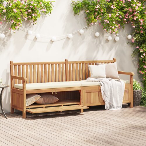 VidaXL Parkovna Shramba Klop Rjava 228 x 60 x 90 cm Trdna tikovina Slike