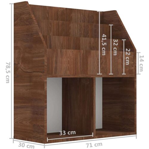 vidaXL stalak za dječje časopise smeđa boja hrasta 71x30x78 5cm drveni Cijene