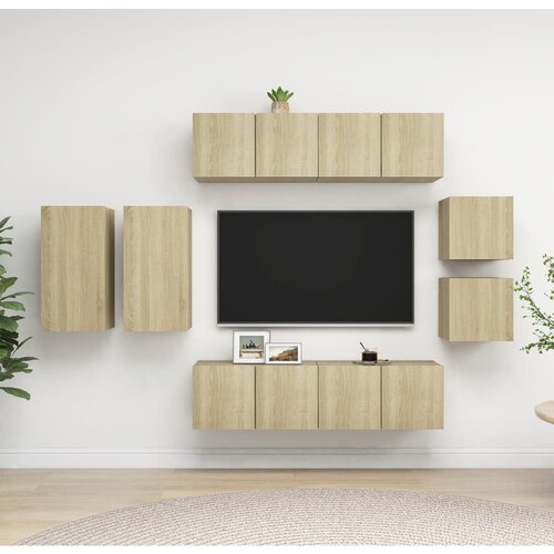  8-dijelni set TV ormarića boja hrasta sonome od iverice Slike