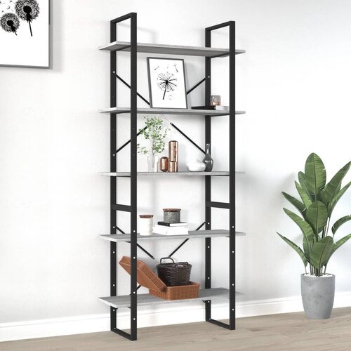 The Living Store Knjižna omara 5-nadstropna siva sonoma 80x30x175 cm inžen. les - Knjižna Omara, (21437035) Cene
