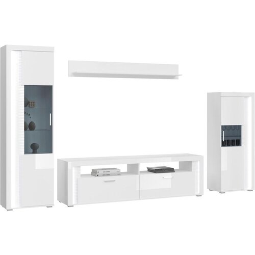 MID.YOU Dnevni Regal Skylight, Bela, Visoki Sijaj, 4-Delno Slike