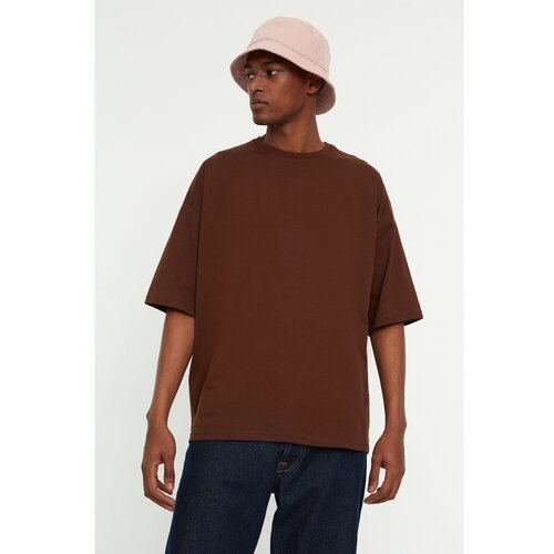 Trendyol Brown Men's Oversize T-Shirt Slike