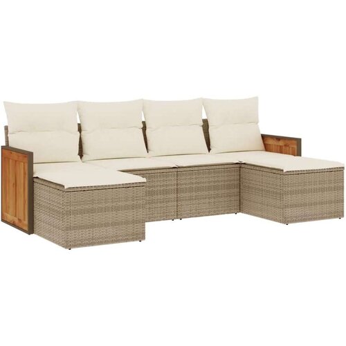 vidaXL 6-dijelni set vrtnih sofa s jastucima bež od poliratana Cijene