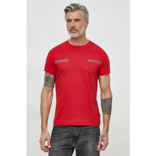Tommy Hilfiger Bombažna kratka majica moški, rdeča barva