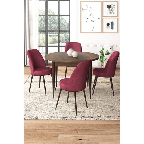 Hanah home Set Trpezarijski sto i 4 stolice, bordo-smeđa Cene