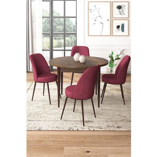 Hanah home Tor - Baroque, Burgundy BaroqueBurgundy Dining Table & Chairs Set (5 Pieces) Cene
