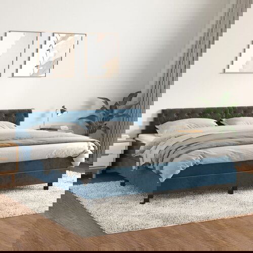 vidaXL Krevet s oprugama i madracem tamnoplavi 160x200 cm baršunasti Cijene