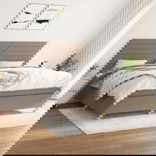  Box spring postelja z vzmetnico taupe 180x200 cm blago, (20897315) Cene
