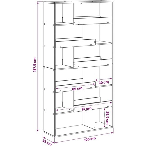  Polica za knjige 100 x 33 x 156 5 cm Konstruirano drvo - Crni hrast 187 5 cm Slike