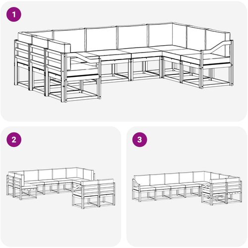  Set vanjskih sofa 9 kom. Prirodna i bež Smeđa 304 x 185,5 x 73 cm Slike
