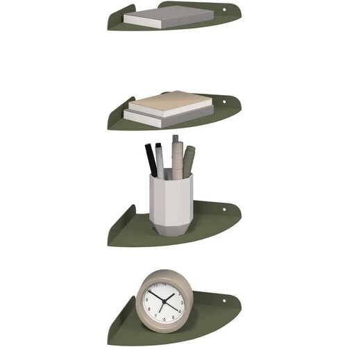  Lebdeća polica s policom 4 pcs Maslinasto zelena 18 x 18 x 2 cm - Maslinovo zelena 18 cm 4 Slike