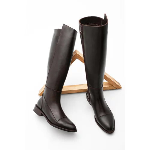 Marjin Knee-High Boots - Brown - Flat