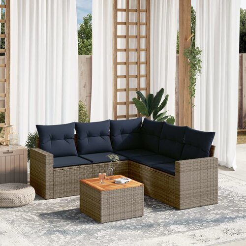vidaXL 6-dijelni set vrtnih sofa od poliratana s jastucima sivi Cijene