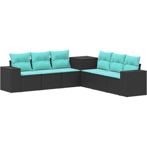  Set sofe 7 kom. Crna i Plava 55 x 55 x 69 cm 255 x 255 x 85 cm Slike