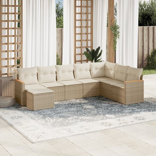 VidaXL 8-dijelni set vrtnih sofa od poliratana s jastucima bež Slike