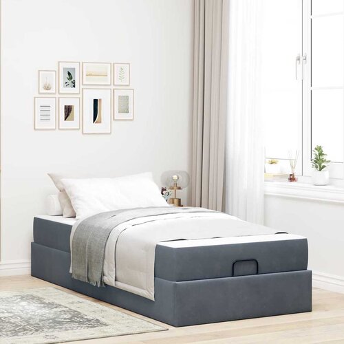 VidaXL Krevetna konstrukcija s pohranom Tamno siva 90 x 200 cm Bar&amp;scaron;un Slike