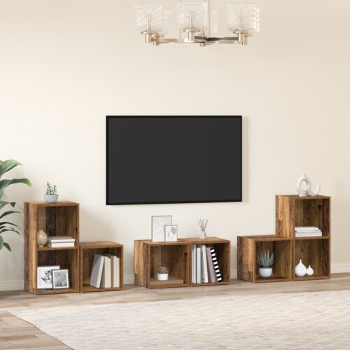 vidaXL Set TV omar s polico s shranjevanjem 6 pcs Star les Konstruiran les Cene