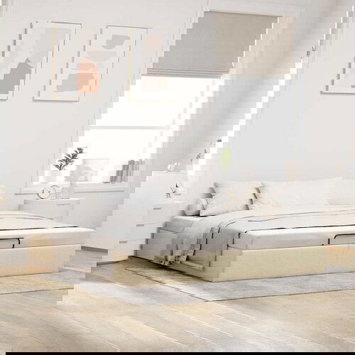 VidaXL Otomanski posteljni okvir brez vzmetnice krem 180x200 cm blago Slike