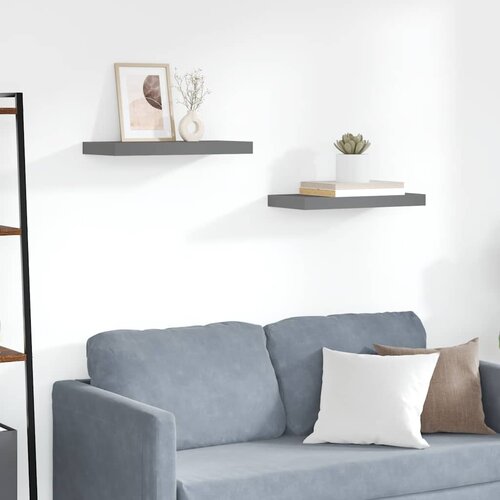  Plutajuće zidne police 2 kom sjajne sive 50 x 23 x 3,8 cm MDF Cijene