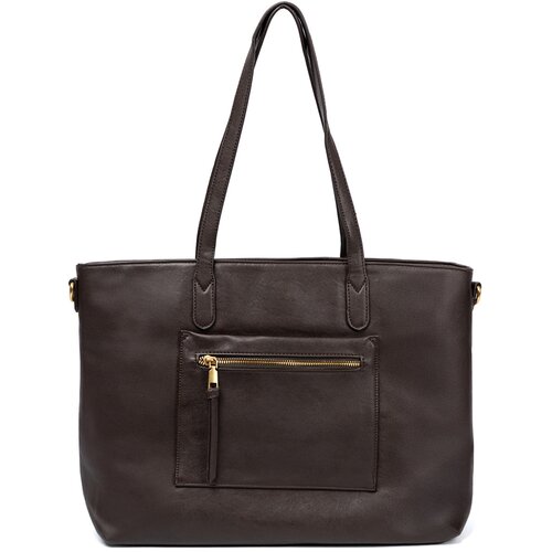 Shelvt Dark brown handbag with gold elements Slike