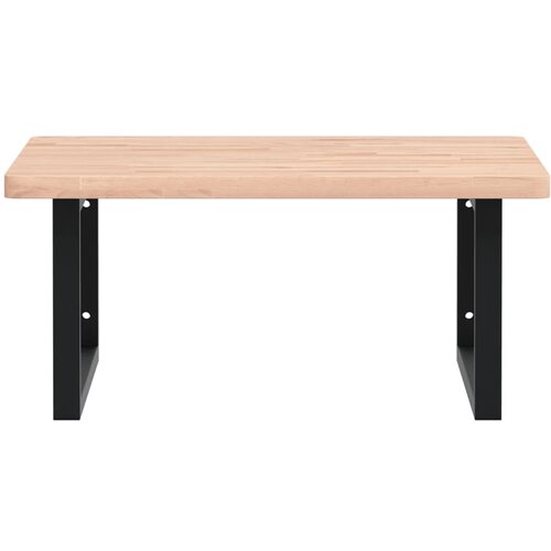  Zidna polica za umivaonik od čelika i masivne bukovine Smeđa 60 x 60 x 2.5 cm Slike
