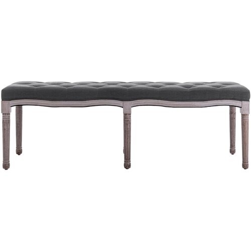  Klupa od tkanine i masivnog drva 150 x 40 x 48 cm tamnosiva Slike