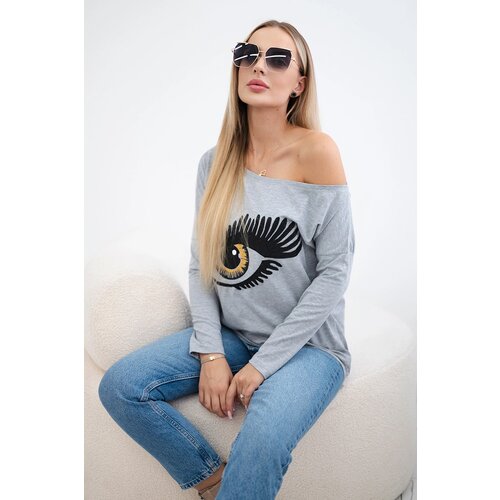 Kesi Printed blouse with a longer back in grey Cijene