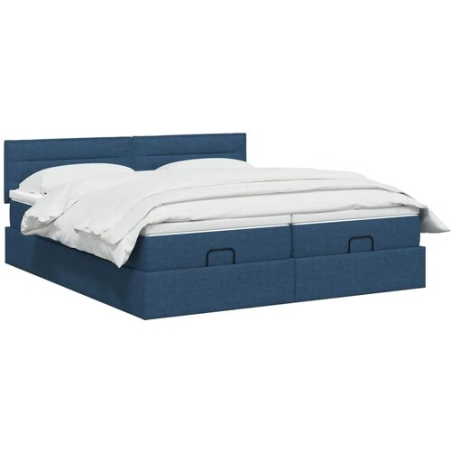  Podesivi krevet s madracem s uzglavljem 2 pcs Plava Tkanina - Plava 200 x 200 cm Dizajn linija Slike