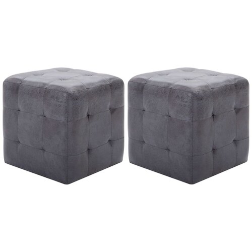 The Living Store Tabure 2 kosa siv 30x30x30 cm umetno usnje semiš - Tabure, (21419816) Cene