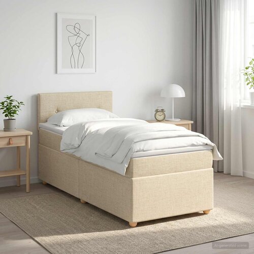  Boxspring krevet s madracem Krem 90 x 190 cm Tkanina 190 x 90 x 88 cm Cene