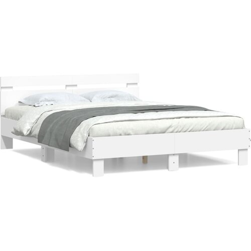 VidaXL Okvir za krevet s uzglavljem bijeli 140x200cm konstruirano drvo Slike