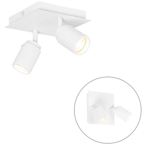 QAZQA Moderni kopalniški reflektor beli kvadratni 2-svetlobni IP44 - Ducha