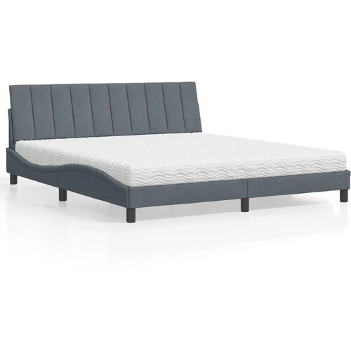 VidaXL Postelja z vzmetnico temno siva 180x200 cm žamet Slike