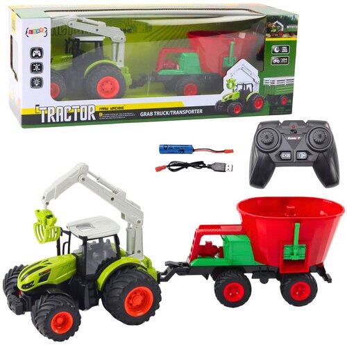 Traktor na daljinsko upravljanje s sijačicom - zeleno/crveni Slike