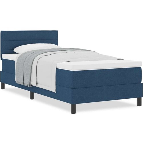 Box Spring krevet s du&amp;scaron;ekom Tamnoplavi 100x200 cm Tkanina Slike