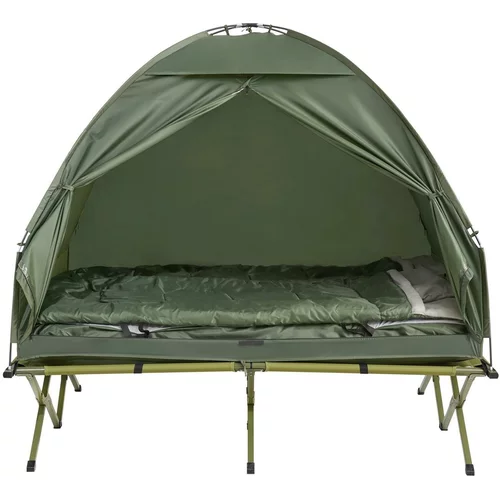 SoBuy Zložljiv šotor za 2 osebi s spalno vrečo v zeleni barvi, (21123384)