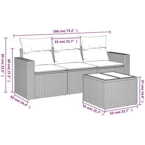  4-dijelni set vrtnih sofa s jastucima svijetlosivi poliratan Slike